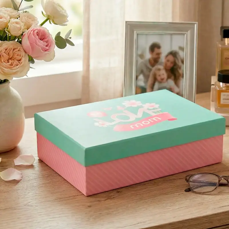 Caja De Regalo "Love Mom", Color Verde 1