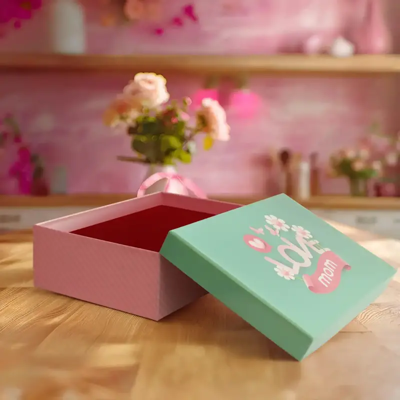 Caja De Regalo "Love Mom", Color Verde 2