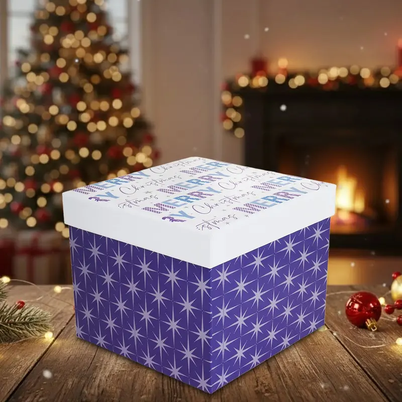 Caja De Regalo Navideña, Diseño Merry Christmas 1