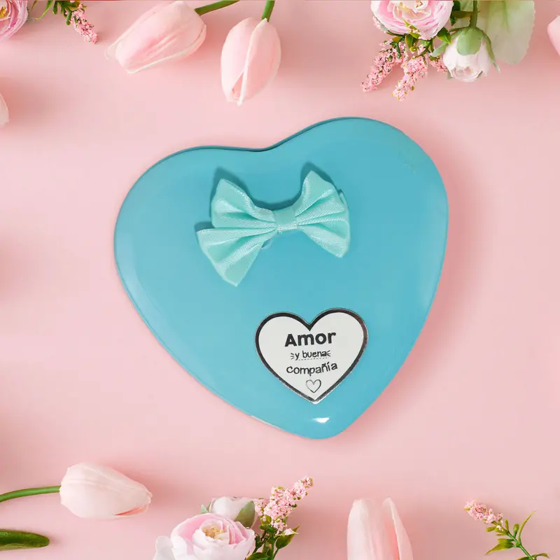 Caja Metálica Regalo De Jabón Con Osito En Forma De Corazón, Color Azul 2