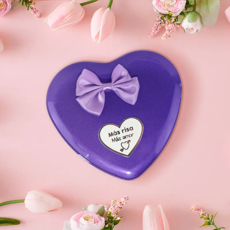 Caja Metálica Regalo De Jabón Con Osito En Forma De Corazón, Color Morado 2
