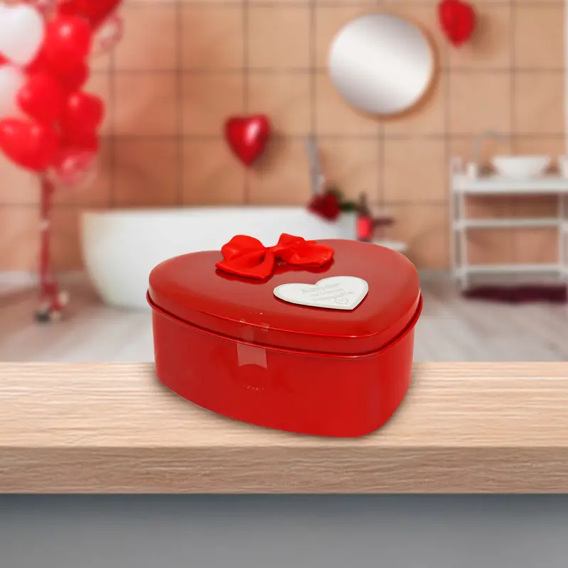Caja Metálica Regalo De Jabón Con Osito En Forma De Corazón, Color Rojo 1
