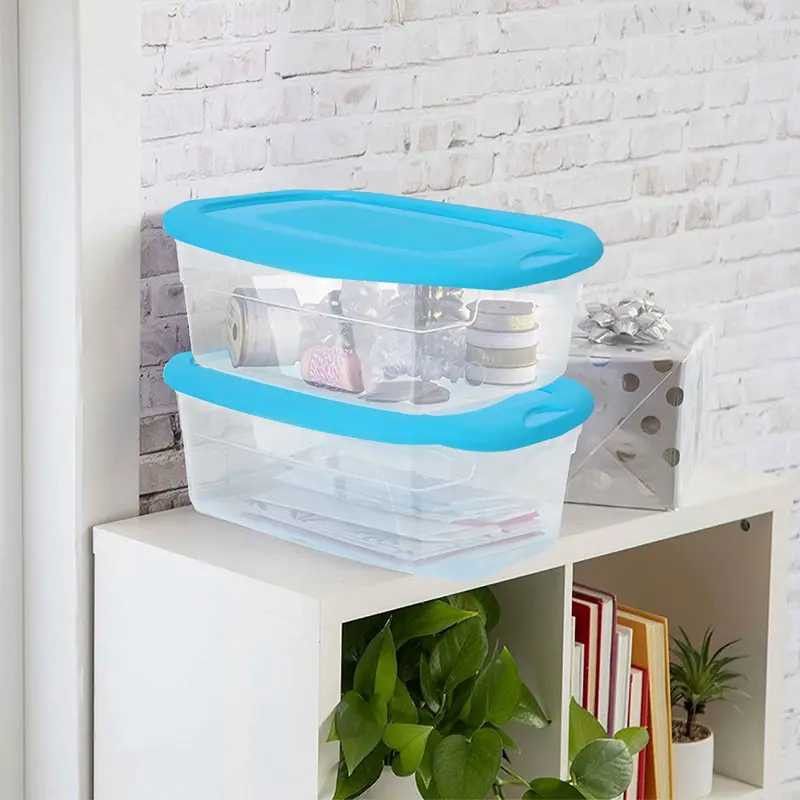 Caja Multiusos De Plástico Con Tapa, Color Azul. 1