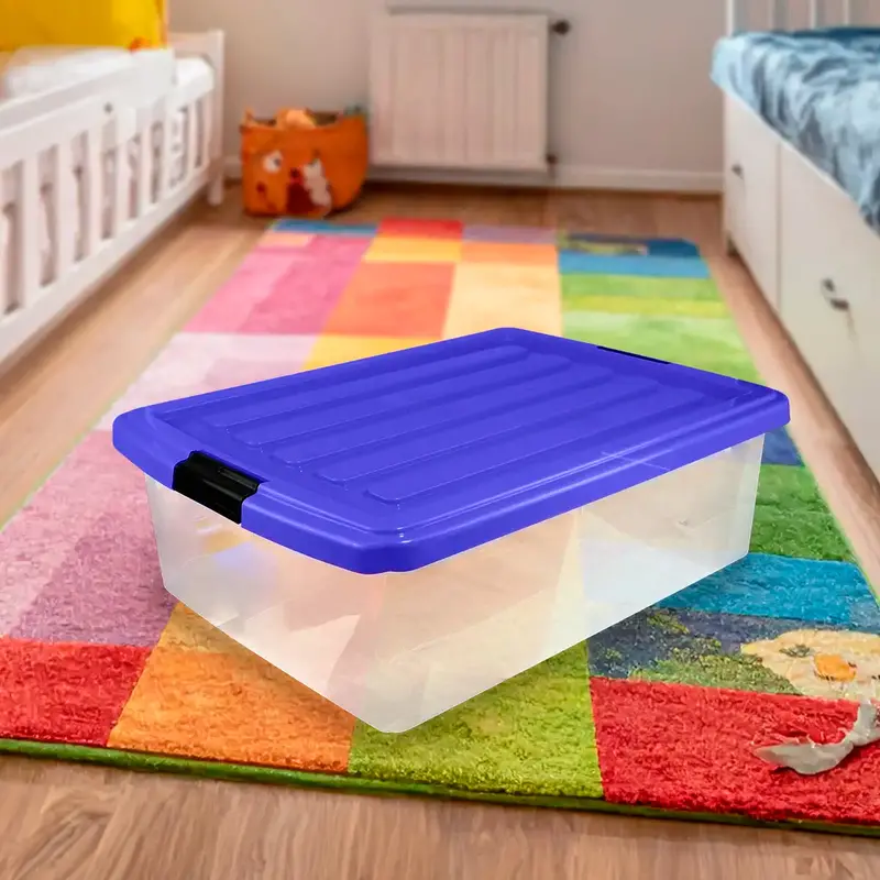 Caja Multiusos De Plástico Con Tapa, Color Azul, 32 L 1