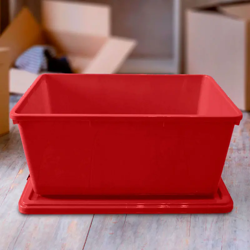 Caja Multiusos De Plástico Con Tapa, Color Rojo, 68 L 2