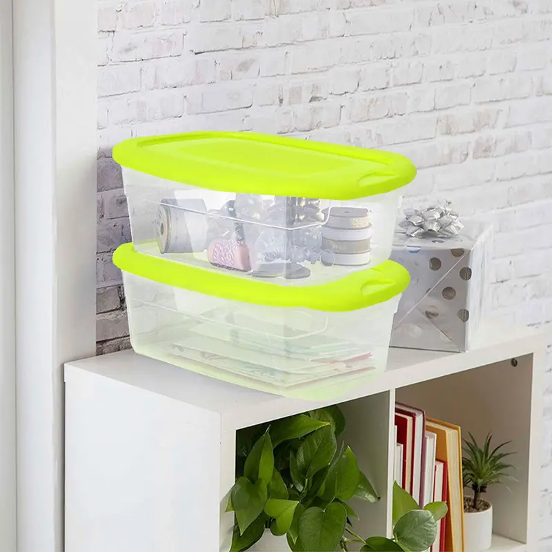 Caja Multiusos De Plástico Con Tapa, Color Verde. 1