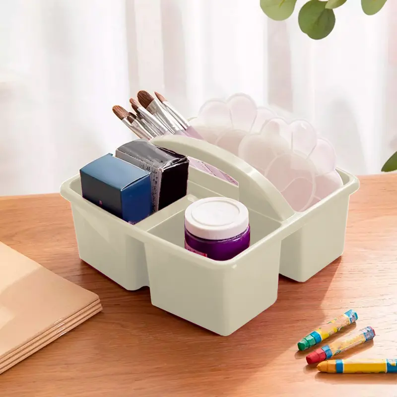 Caja Organizadora Plástico, 4 Divisiones Color Gris 1