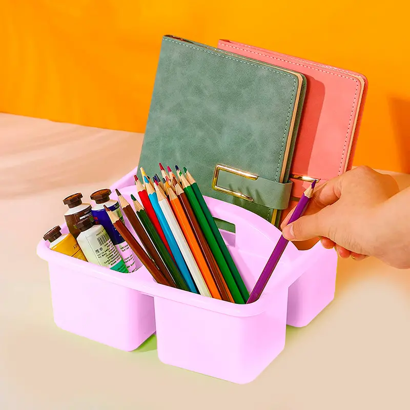 Caja Organizadora Plástico, 4 Divisiones Color Lila 2
