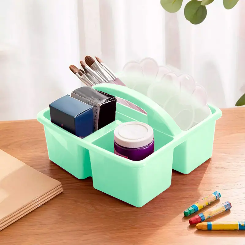 Caja Organizadora Plástico, 4 Divisiones Color Pistache 1