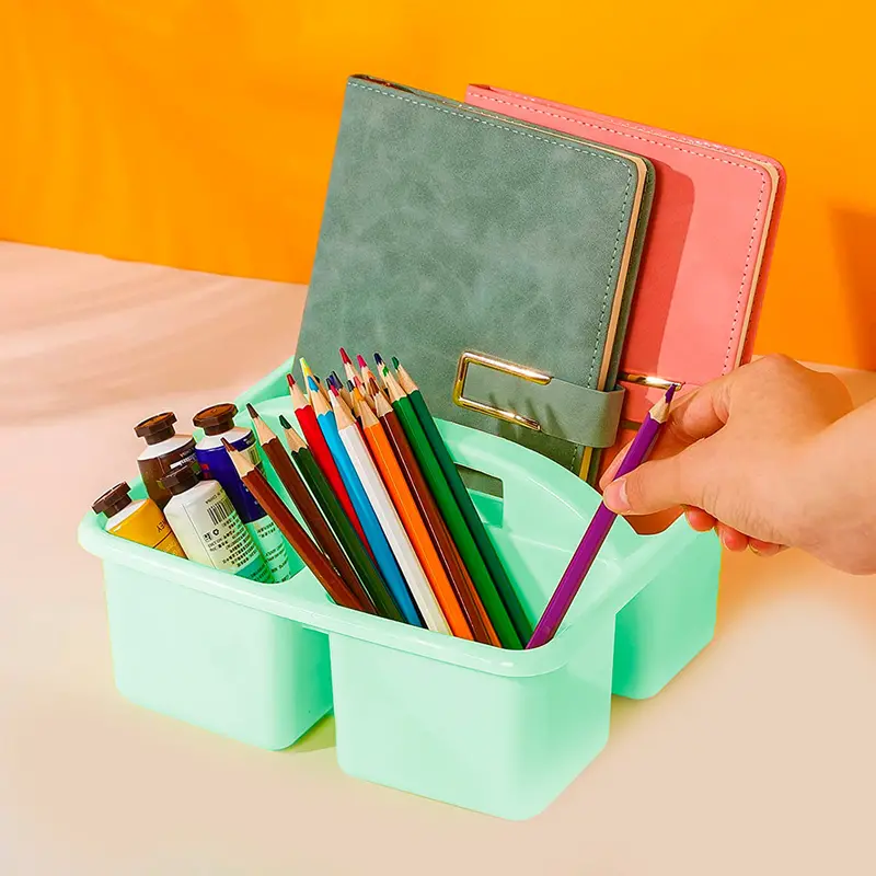 Caja Organizadora Plástico, 4 Divisiones Color Pistache 2