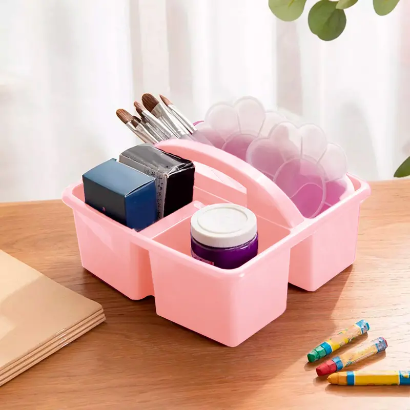 Caja Organizadora Plástico, 4 Divisiones Color Rosa 1