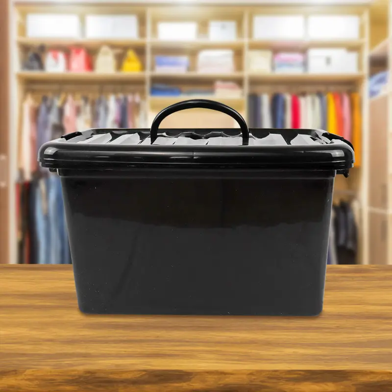 Caja Rectangular De Plástico, Color Negro, 18L. 1
