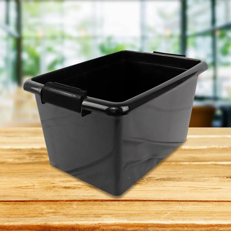 Caja Rectangular De Plástico, Color Negro, 18L. 2