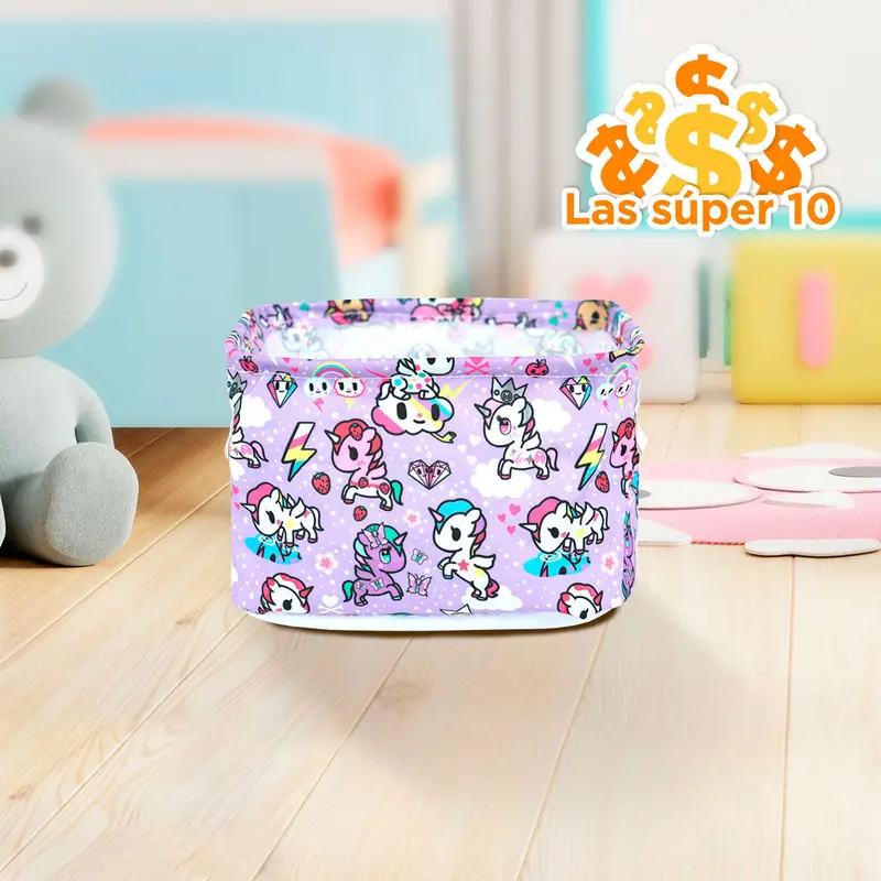 Caja Rectangular Organizadora Multiusos Non Woven Unicornios 20 X 16.5 X 12 Cm 1