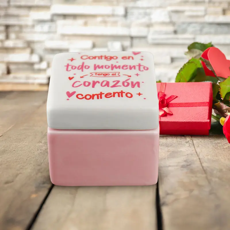 Caja Tipo Cerámica, Color Rosa 1