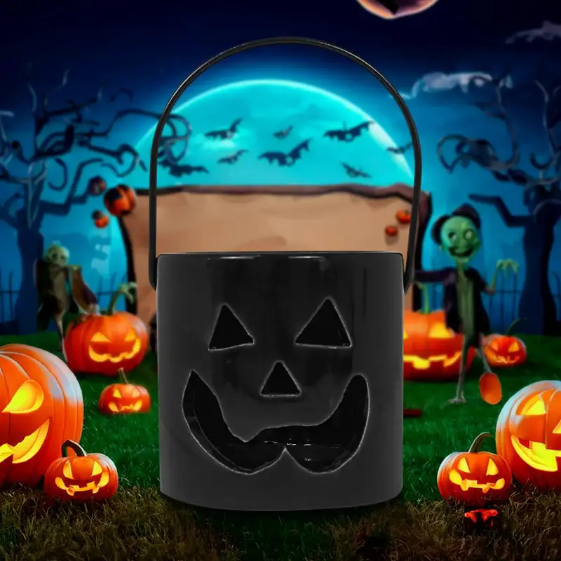 Calabaza, Portavela De Cerámica, Color Negro 2
