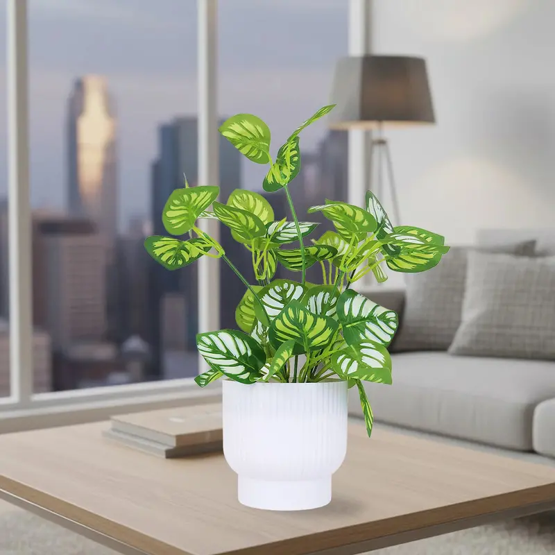 Calathea Artificial Con Maceta Blanca 1