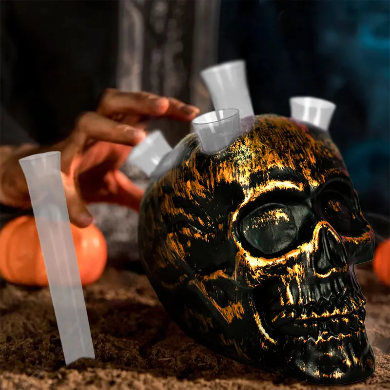 Calavera Con Shots, Color Negro Y Dorado 1
