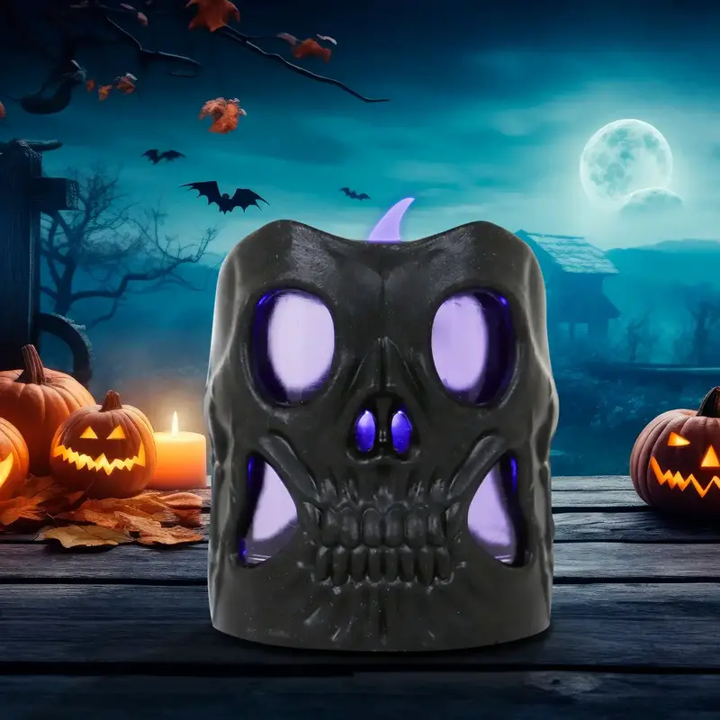 Calavera De Plástico, Vela, Color Negro 1