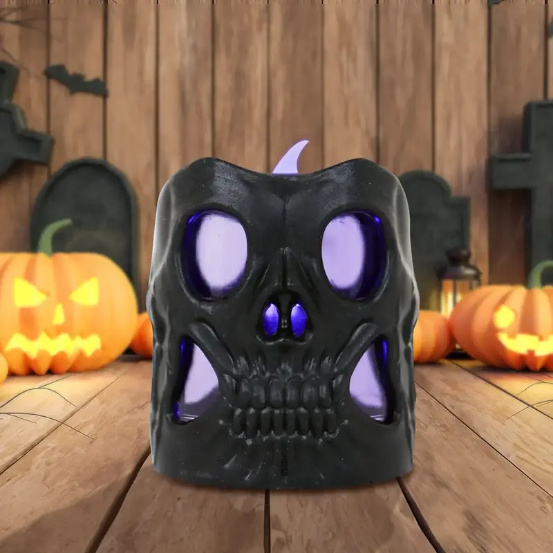 Calavera De Plástico, Vela, Color Negro 2