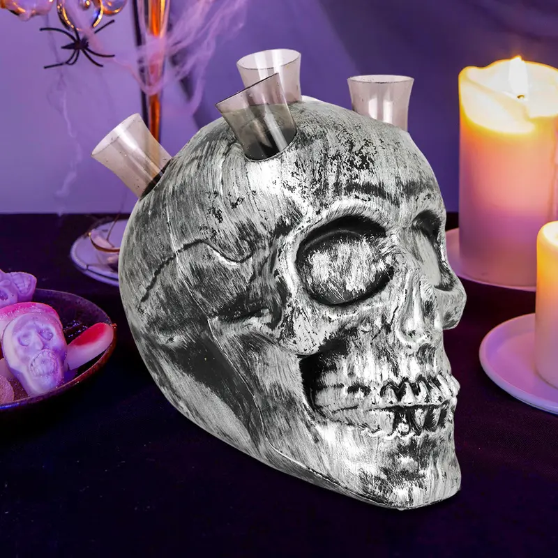 Calavera Decorativa Color Plata Para Fiestas De Halloween 1