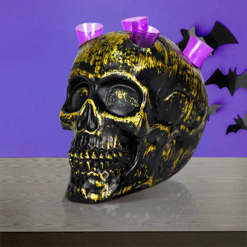 Calavera Dorada Decorativa Para Fiestas De Halloween. 2