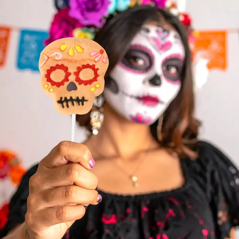 Calavera, Paleta De Bombón, Color Naranja, Halloween, 40 Gr 1