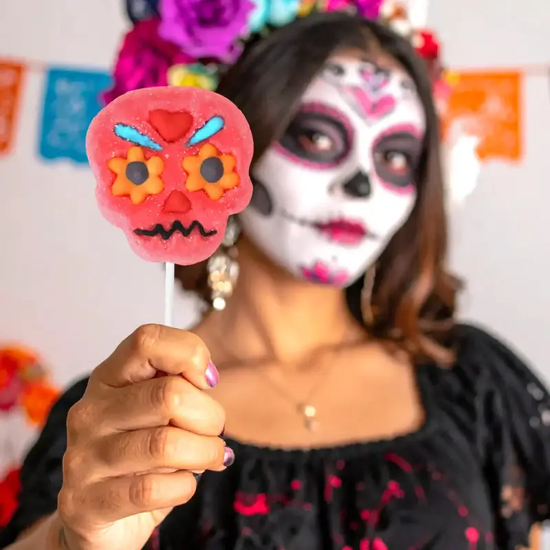 Calavera, Paleta De Bombón, Color Rosa, Halloween, 40 Gr 1