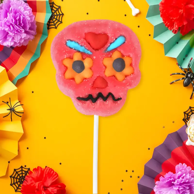Calavera, Paleta De Bombón, Color Rosa, Halloween, 40 Gr 2
