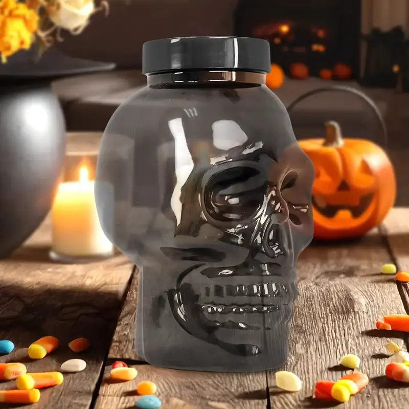 Calavera, Vaso De Plástico Con Luz, Color Negro 1