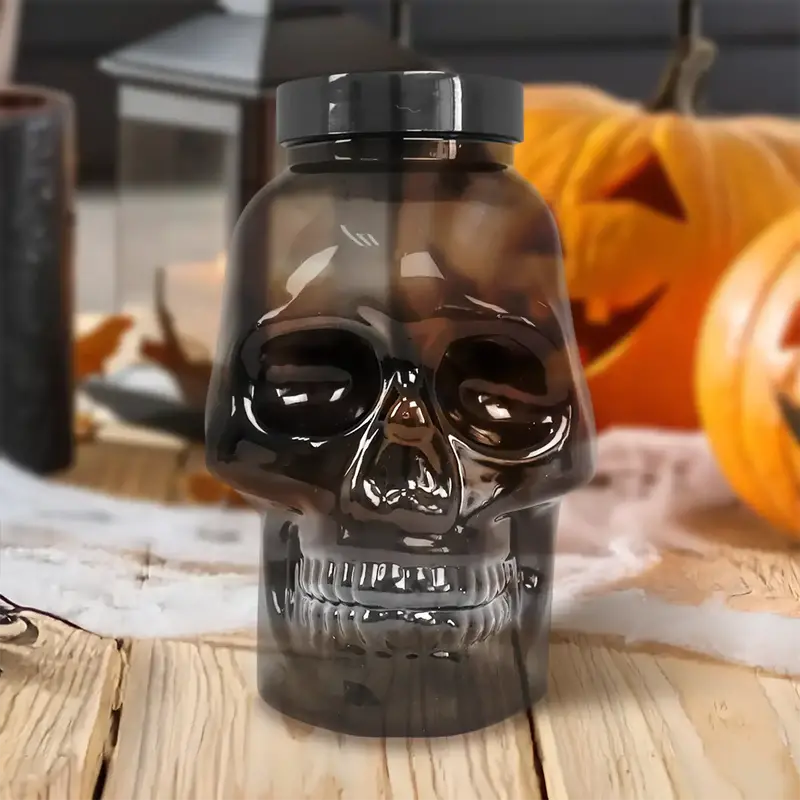 Calavera, Vaso De Plástico Con Luz, Color Negro 2