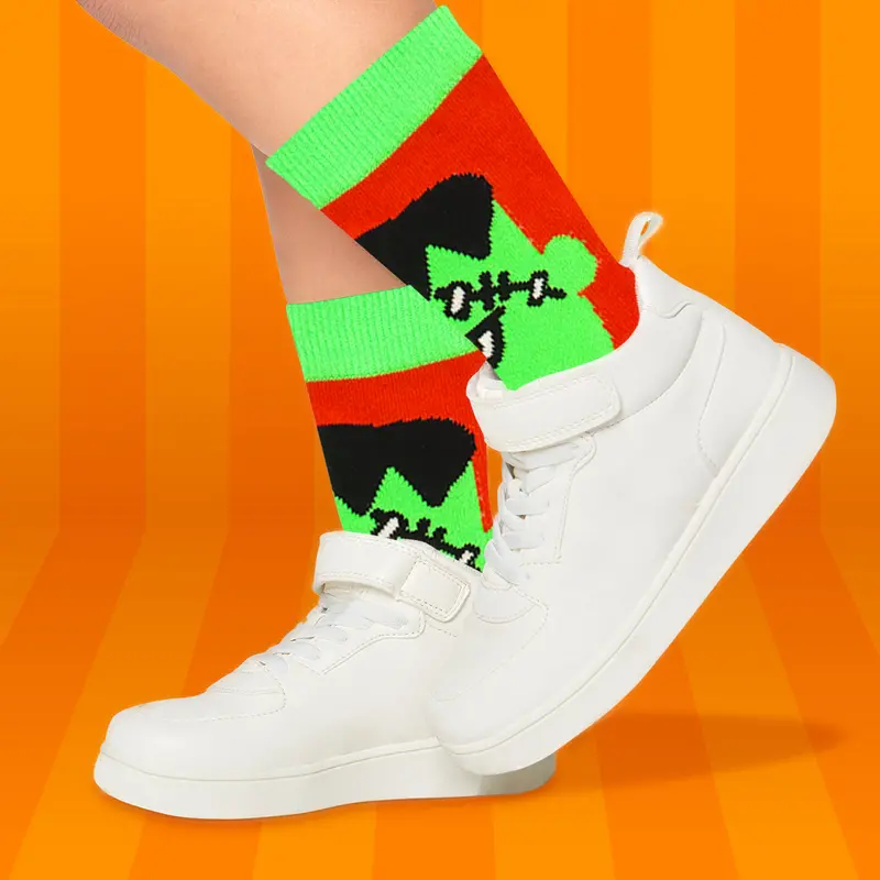 Calcetines Color Naranja Con Diseño De Halloween 1