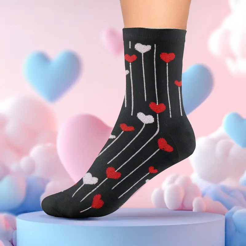 Calcetines De Corazón, Color Negro 1