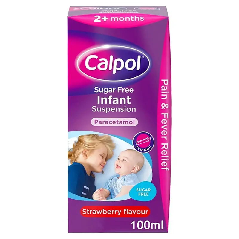 Calpol Sugar Free Infant Suspension Paracetamol Strawberry Flavour 100Ml 1