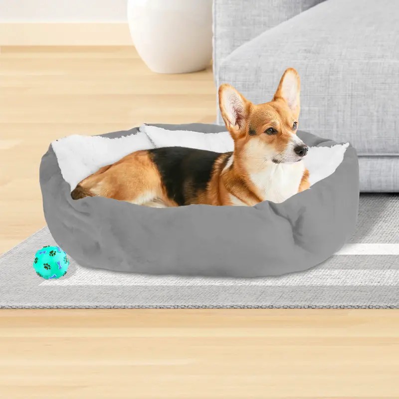 Cama Con Diseã±O Hexagonal Para Mascota, Color Gris 1