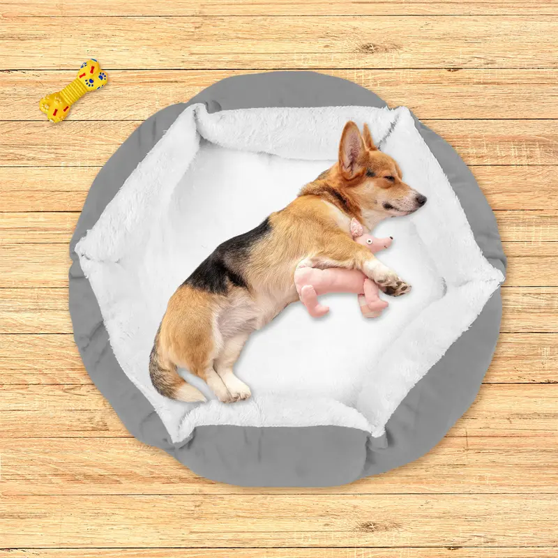 Cama Con Diseã±O Hexagonal Para Mascota, Color Gris 2