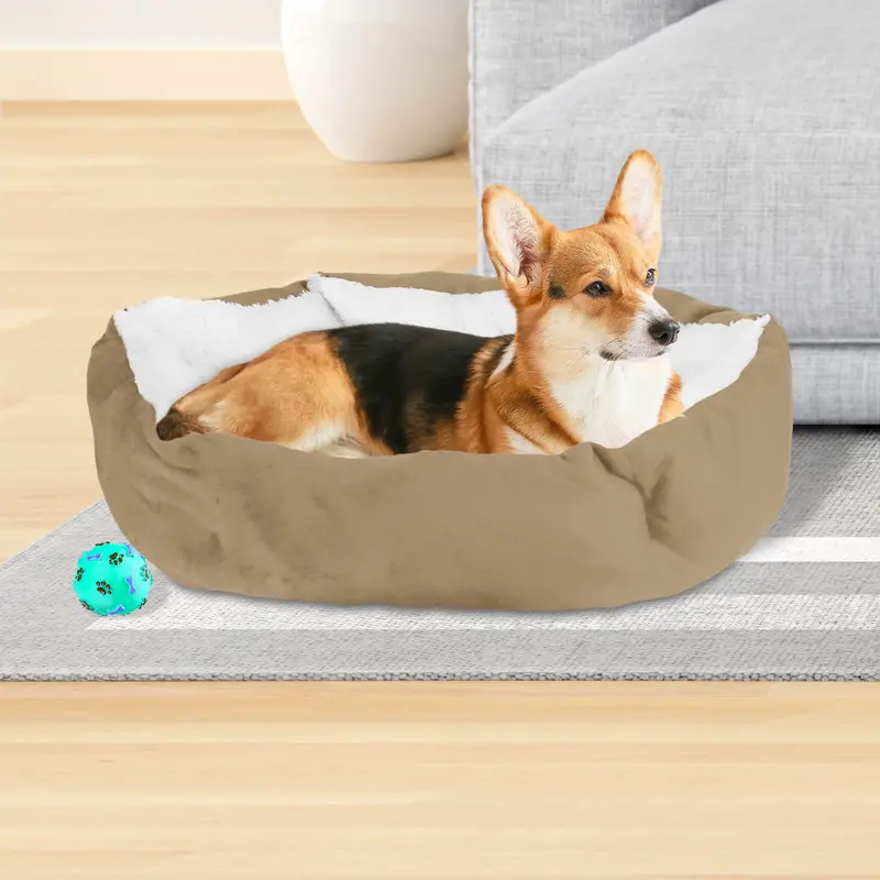Cama Con Diseño Hexagonal Para Mascota, Color Beige 1