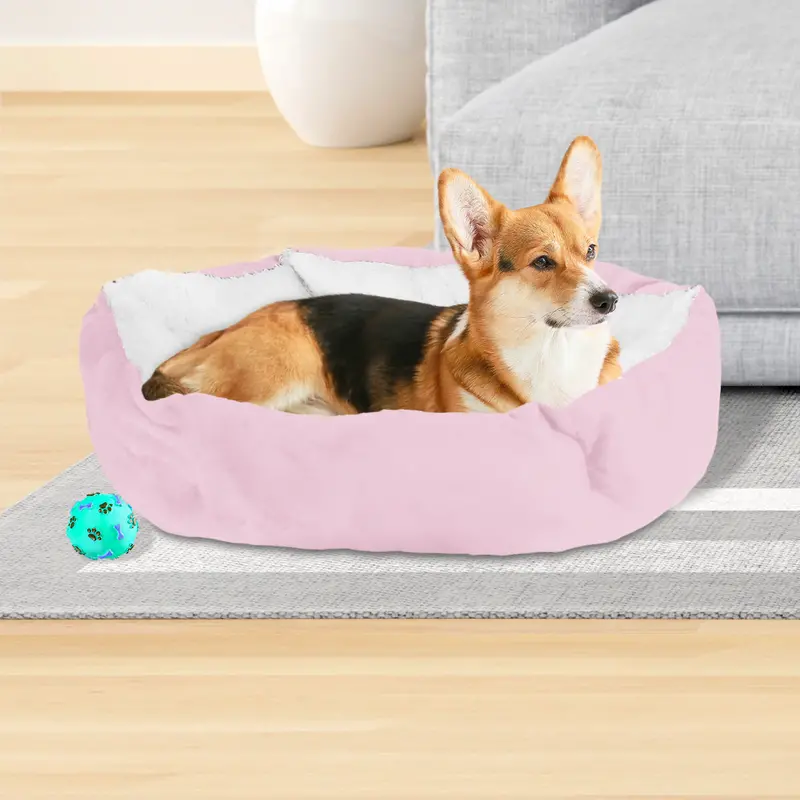 Cama Con Diseño Hexagonal Para Mascota, Color Rosa 1