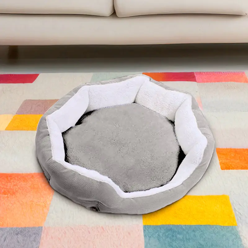 Cama Forma Heptágono Para Mascota, Color Gris 1