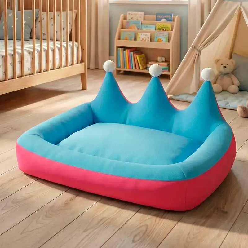 Cama Para Mascota En Forma De Corona, Color Azul 2