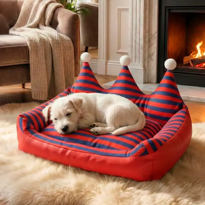 Cama Para Mascota En Forma De Corona, Color Rojo 1
