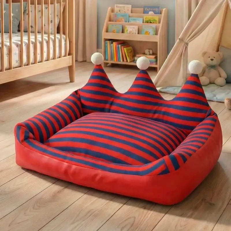 Cama Para Mascota En Forma De Corona, Color Rojo 2
