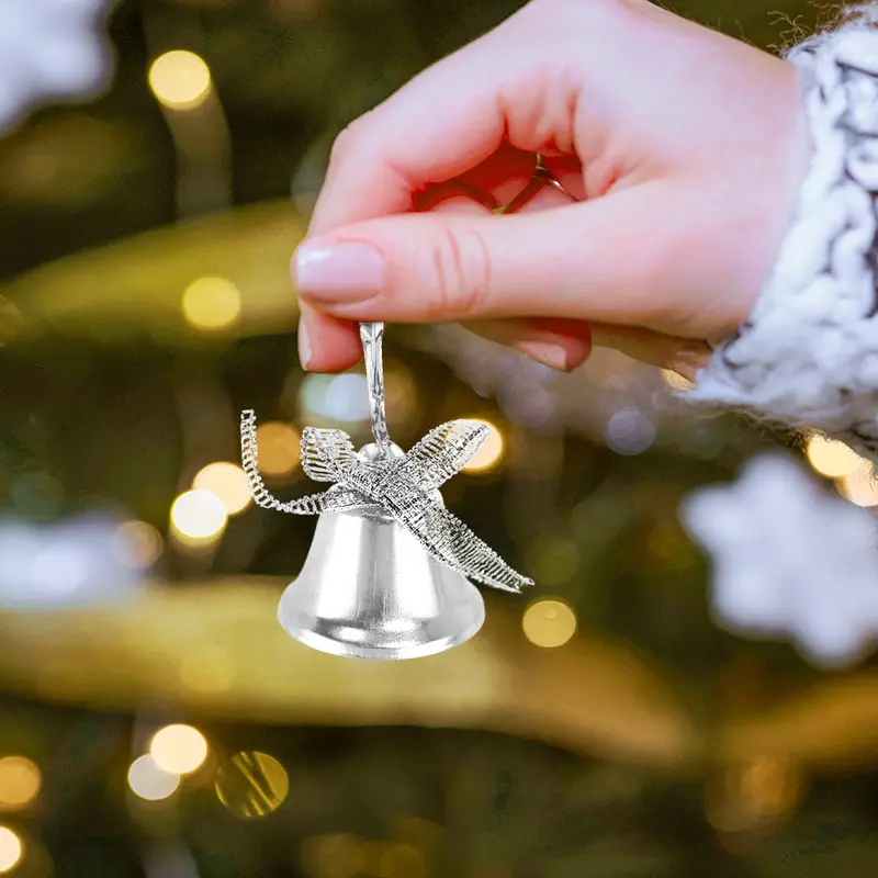 Campanas, Ornamento Navideño, Color Plata, 5 Pzas 1