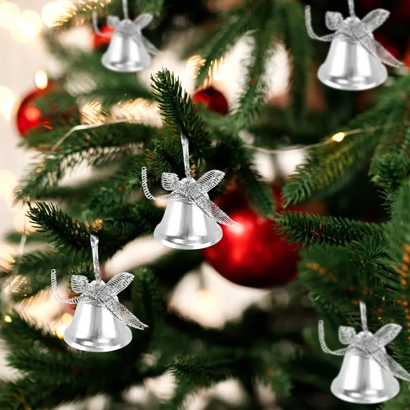 Campanas, Ornamento Navideño, Color Plata, 5 Pzas 2