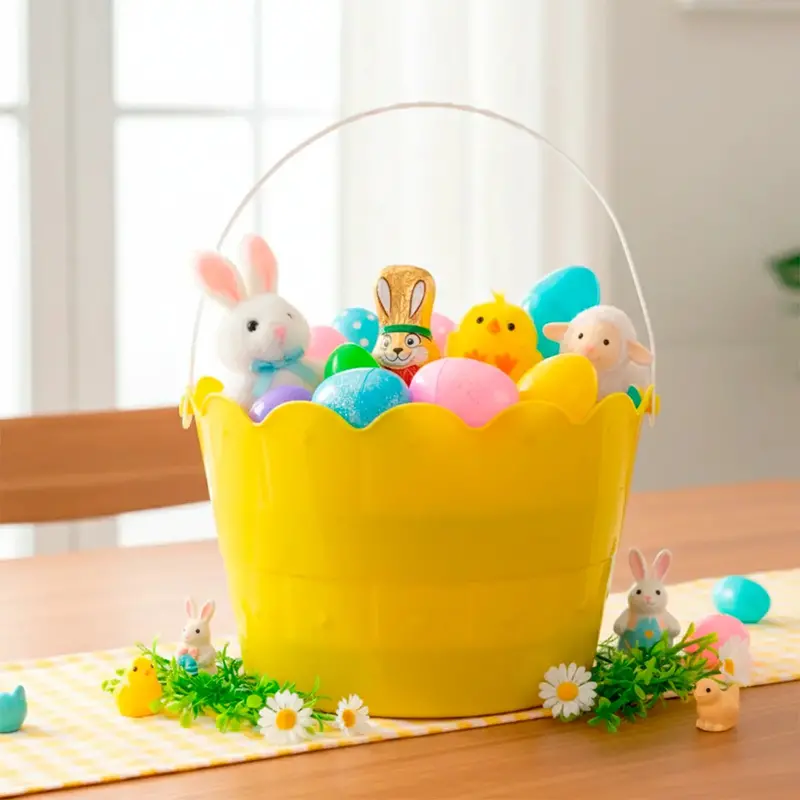 Canasta De Plástico, Pascua, Color Amarillo 1