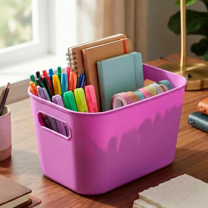Canasta Organizadora Con Manija, Color Morado 1