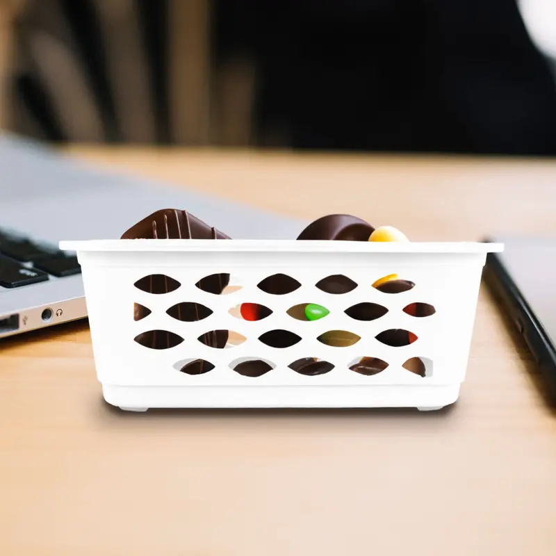 Canasta Rectangular Calada Para Almacenamiento, Color Blanco 2