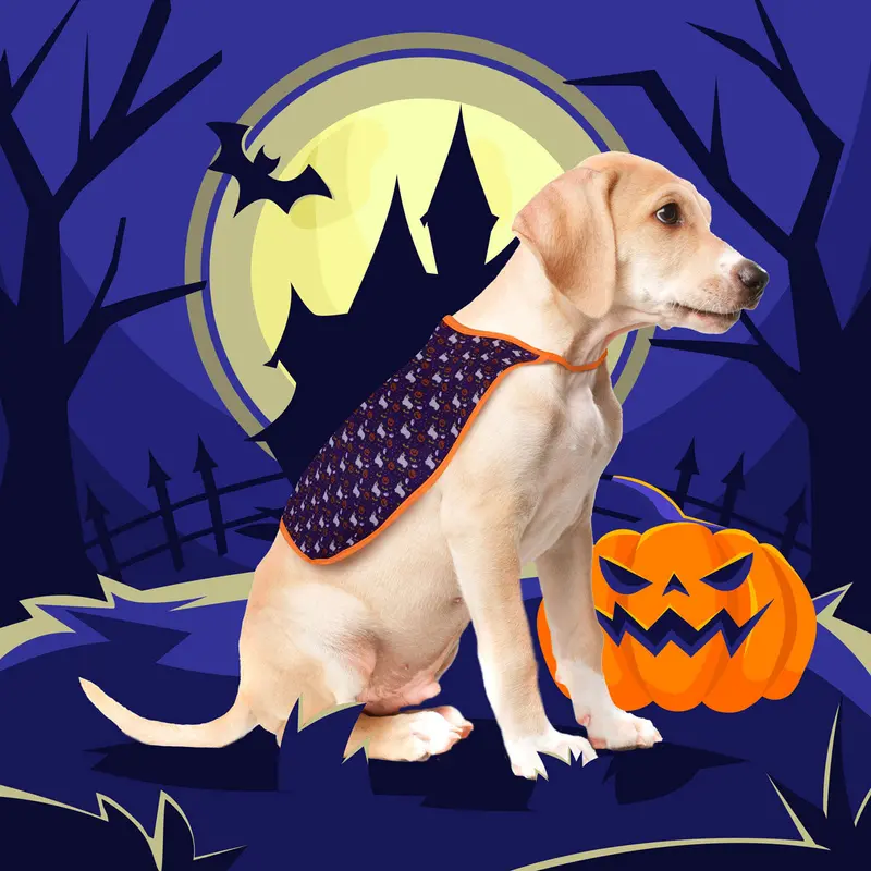 Capa Para Mascota Color Morado Con Diseño De Halloween 1