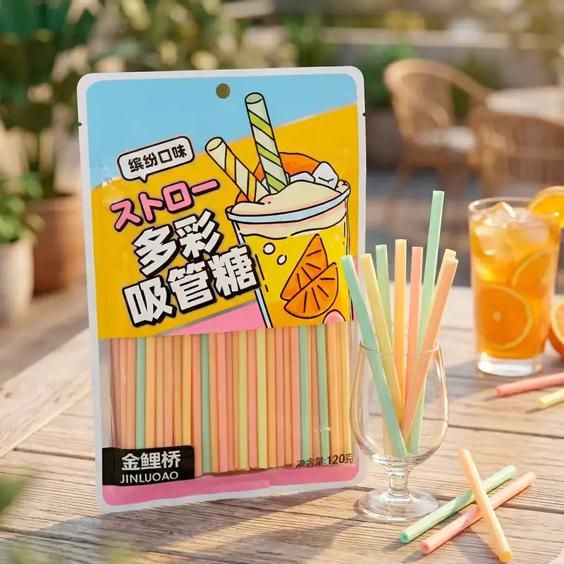 Caramelo De Pajita Multicolores, 120 Gr 1