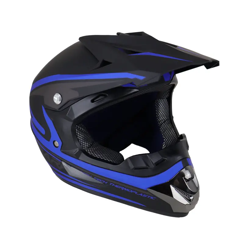 Casco De Motocross, Color Negro Con Azul 2
